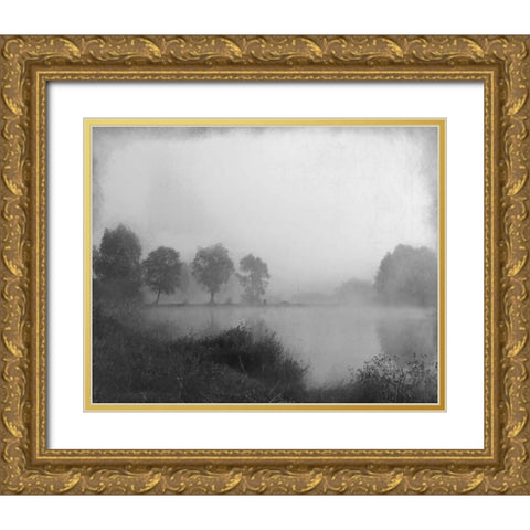 Misty Lake Day Gold Ornate Wood Framed Art Print with Double Matting by Allen, Kimberly