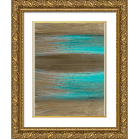 Turquoise Stream 1 Gold Ornate Wood Framed Art Print with Double Matting by Allen, Kimberly