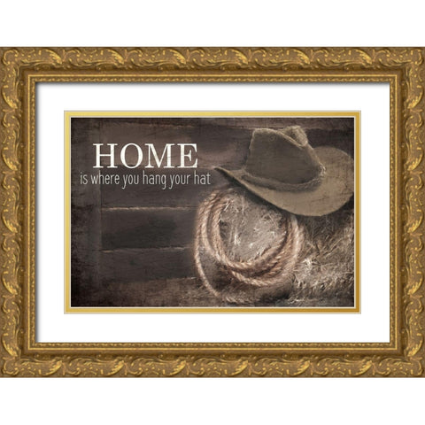 Hang Your Hat Gold Ornate Wood Framed Art Print with Double Matting by Kimberly, Allen