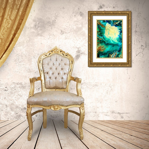 Teal Day 1 Gold Ornate Wood Framed Art Print with Double Matting by Allen, Kimberly