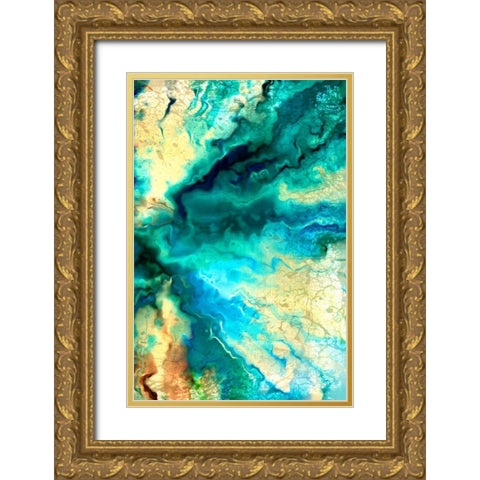 Teal Day 2 Gold Ornate Wood Framed Art Print with Double Matting by Allen, Kimberly