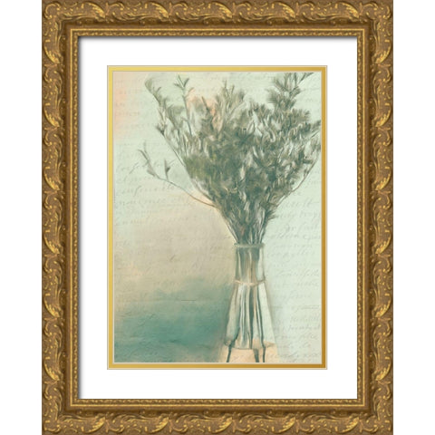 Spring Greens Gold Ornate Wood Framed Art Print with Double Matting by Kimberly, Allen