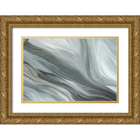 Layered Aqua Gold Ornate Wood Framed Art Print with Double Matting by Kimberly, Allen