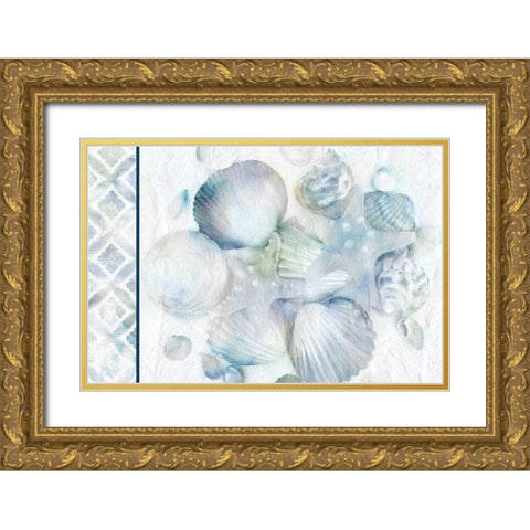Coastal Blues Gold Ornate Wood Framed Art Print with Double Matting by Kimberly, Allen