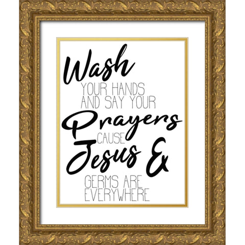 Jesus and Germs Gold Ornate Wood Framed Art Print with Double Matting by Kimberly, Allen
