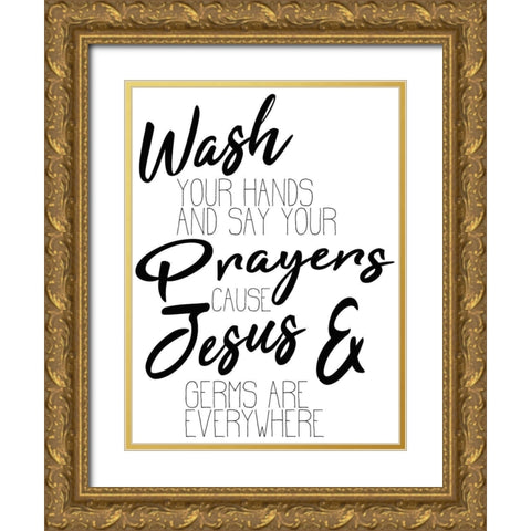 Jesus and Germs Gold Ornate Wood Framed Art Print with Double Matting by Kimberly, Allen