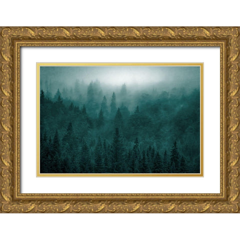 Emerald Forest Gold Ornate Wood Framed Art Print with Double Matting by Kimberly, Allen