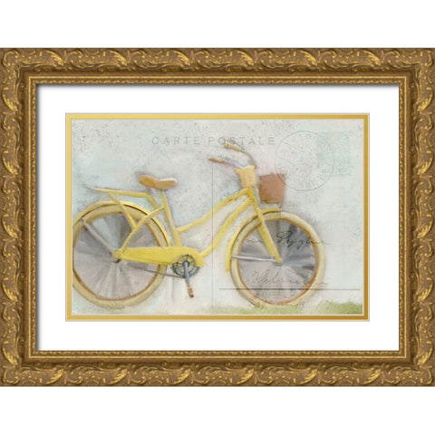 Yellow Bike Postale Gold Ornate Wood Framed Art Print with Double Matting by Kimberly, Allen