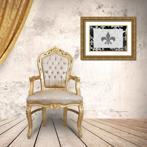 Fleur de Lis Gold Ornate Wood Framed Art Print with Double Matting by Kimberly, Allen