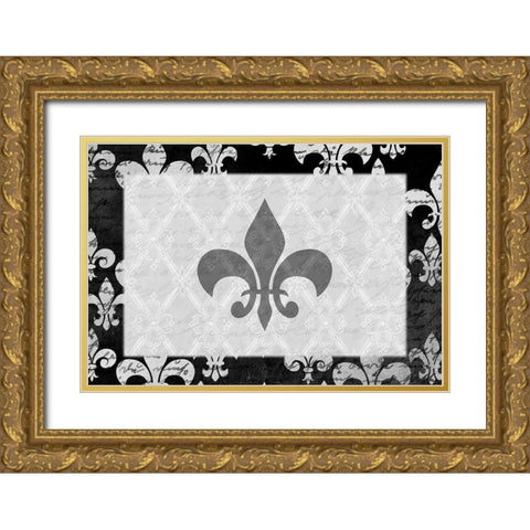 Fleur de Lis Gold Ornate Wood Framed Art Print with Double Matting by Kimberly, Allen