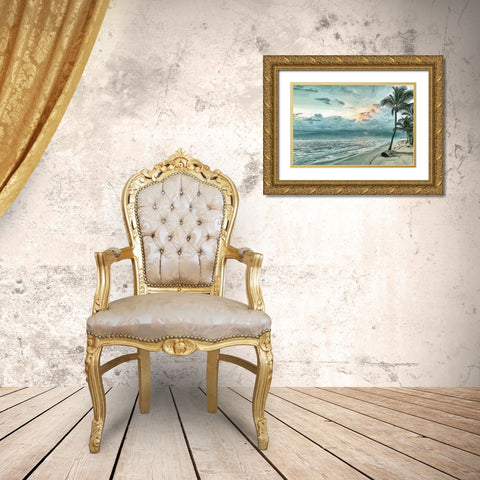 Seaside Gold Ornate Wood Framed Art Print with Double Matting by Kimberly, Allen