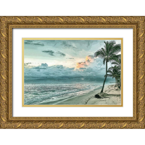 Seaside Gold Ornate Wood Framed Art Print with Double Matting by Kimberly, Allen