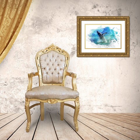 Splash 1 Gold Ornate Wood Framed Art Print with Double Matting by Kimberly, Allen