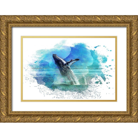 Splash 1 Gold Ornate Wood Framed Art Print with Double Matting by Kimberly, Allen