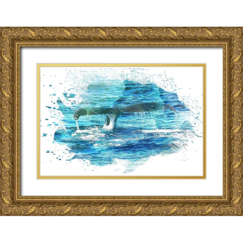 Splash 2 Gold Ornate Wood Framed Art Print with Double Matting by Kimberly, Allen