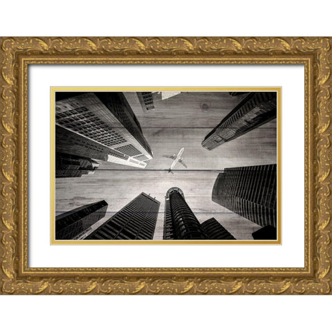 Over The City Gold Ornate Wood Framed Art Print with Double Matting by Kimberly, Allen