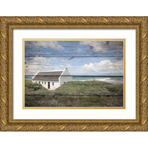Seaside Cottage Gold Ornate Wood Framed Art Print with Double Matting by Kimberly, Allen