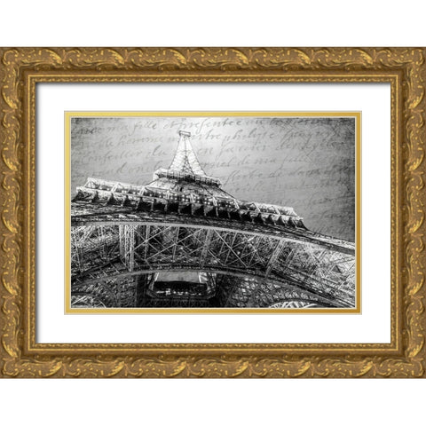 Paris Black and White Gold Ornate Wood Framed Art Print with Double Matting by Kimberly, Allen