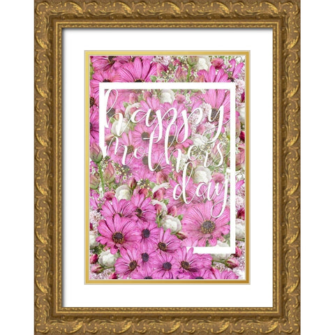 Happy Mothers Day Gold Ornate Wood Framed Art Print with Double Matting by Kimberly, Allen