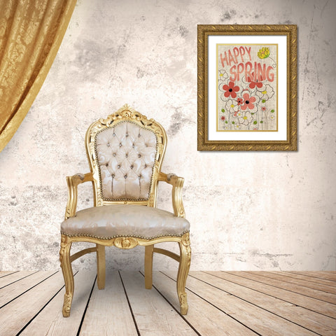 Happy Spring Gold Ornate Wood Framed Art Print with Double Matting by Kimberly, Allen