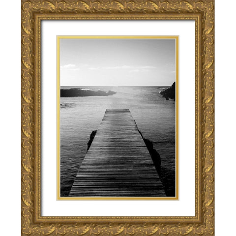 Towards the Water BW Gold Ornate Wood Framed Art Print with Double Matting by Kimberly, Allen