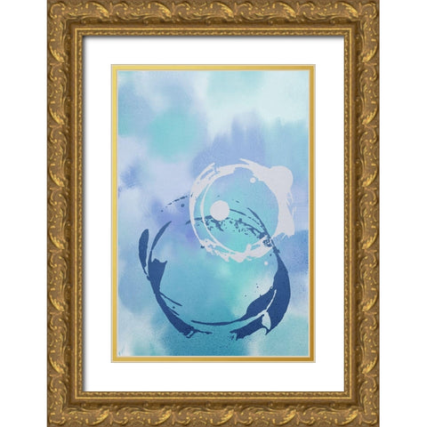 Sea Blues Gold Ornate Wood Framed Art Print with Double Matting by Kimberly, Allen
