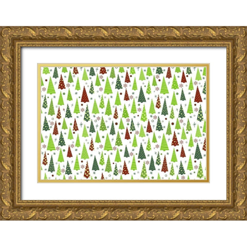 Oh Christmas Tree Gold Ornate Wood Framed Art Print with Double Matting by Kimberly, Allen