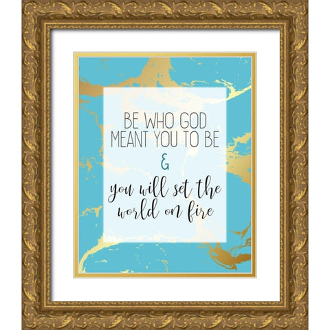Set The World Gold Ornate Wood Framed Art Print with Double Matting by Kimberly, Allen
