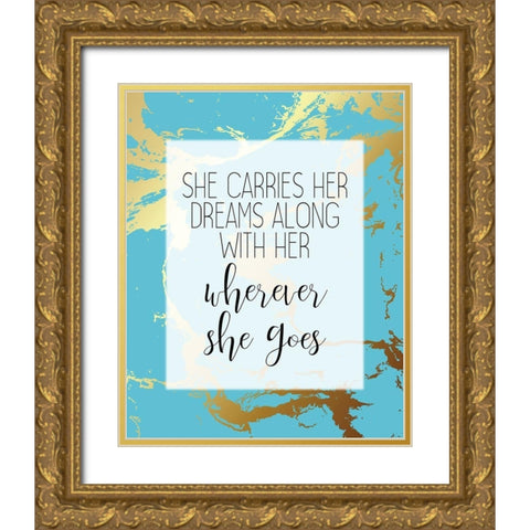 Wherever She Goes Gold Ornate Wood Framed Art Print with Double Matting by Kimberly, Allen