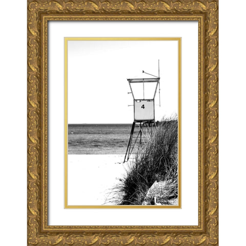 Lifeguard Tower Gold Ornate Wood Framed Art Print with Double Matting by Kimberly, Allen
