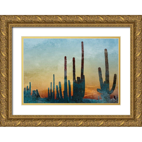 Saguaro Cactus Gold Ornate Wood Framed Art Print with Double Matting by Kimberly, Allen