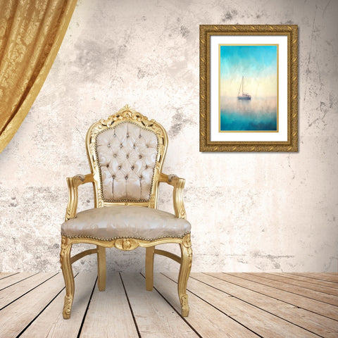 Ombre Sailing Gold Ornate Wood Framed Art Print with Double Matting by Kimberly, Allen