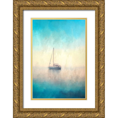 Ombre Sailing Gold Ornate Wood Framed Art Print with Double Matting by Kimberly, Allen
