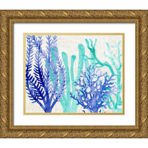 Linen Coral 3 Gold Ornate Wood Framed Art Print with Double Matting by Kimberly, Allen