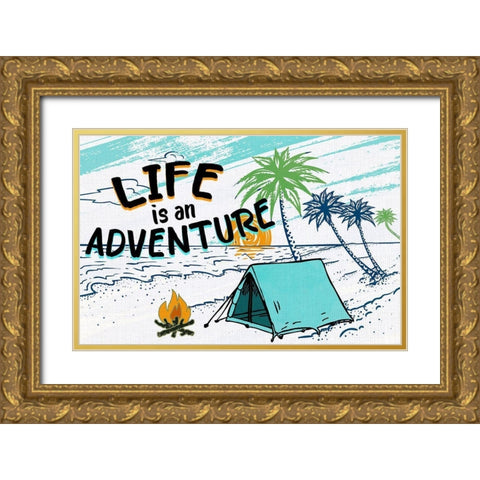 Camping Adventure Gold Ornate Wood Framed Art Print with Double Matting by Kimberly, Allen