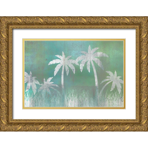 Palms Gold Ornate Wood Framed Art Print with Double Matting by Allen, Kimberly