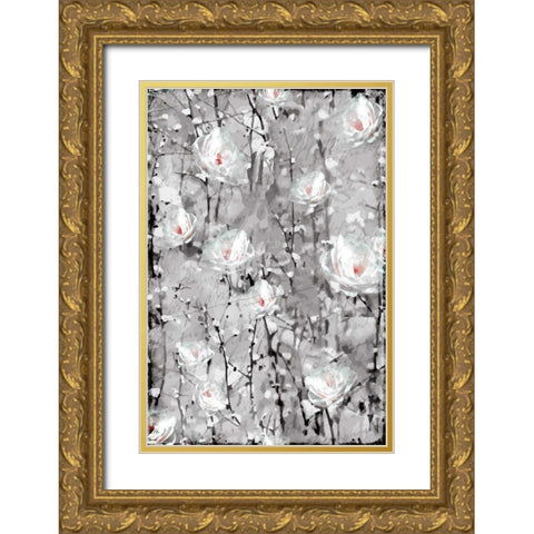 Blooming in White Gold Ornate Wood Framed Art Print with Double Matting by Allen, Kimberly