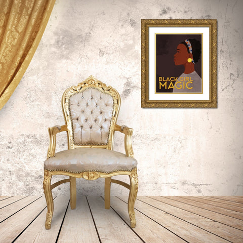 _Black Girl Magic Gold Ornate Wood Framed Art Print with Double Matting by Allen, Kimberly
