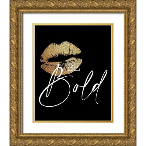 Bold Lips Gold Ornate Wood Framed Art Print with Double Matting by Allen, Kimberly