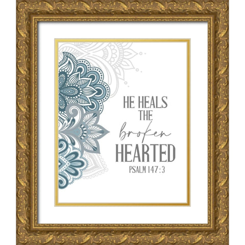 Broken Hearted Henna Gold Ornate Wood Framed Art Print with Double Matting by Allen, Kimberly