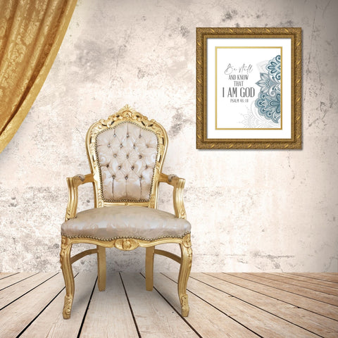 Be Still Henna Gold Ornate Wood Framed Art Print with Double Matting by Allen, Kimberly