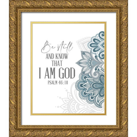 Be Still Henna Gold Ornate Wood Framed Art Print with Double Matting by Allen, Kimberly
