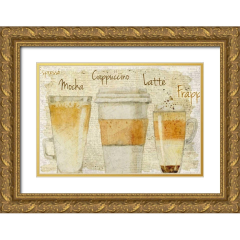 Newsprint Coffee 2 Gold Ornate Wood Framed Art Print with Double Matting by Allen, Kimberly