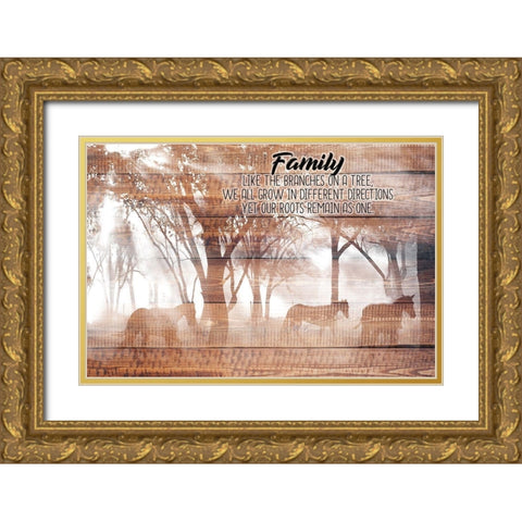 Family Roots Gold Ornate Wood Framed Art Print with Double Matting by Allen, Kimberly