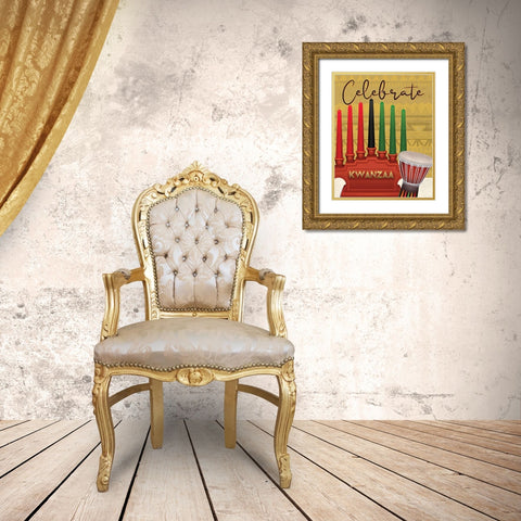 Celebrate Gold Ornate Wood Framed Art Print with Double Matting by Allen, Kimberly
