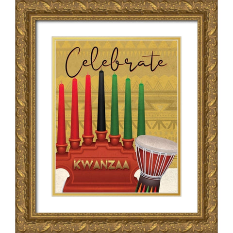Celebrate Gold Ornate Wood Framed Art Print with Double Matting by Allen, Kimberly