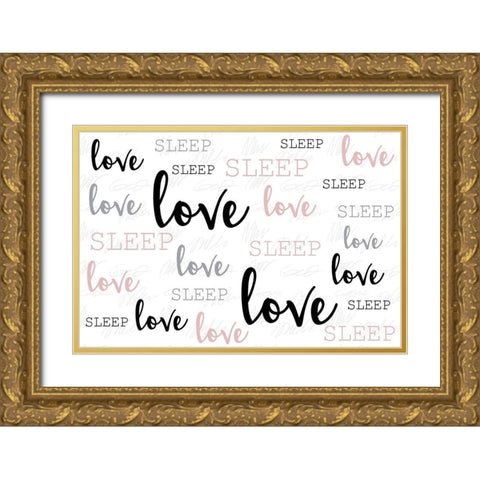 Love Love Love Gold Ornate Wood Framed Art Print with Double Matting by Allen, Kimberly