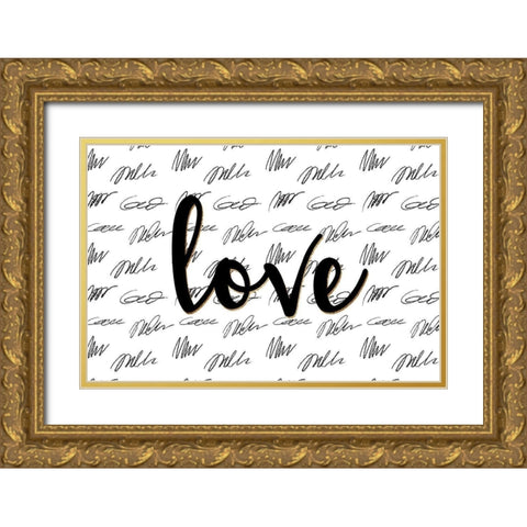 Love Scribbles Gold Ornate Wood Framed Art Print with Double Matting by Allen, Kimberly