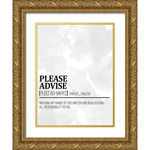 Please Advise 1 Watercolor BW Gold Ornate Wood Framed Art Print with Double Matting by Allen, Kimberly