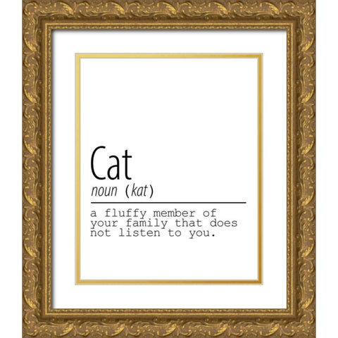 Cat Noun Gold Ornate Wood Framed Art Print with Double Matting by Allen, Kimberly
